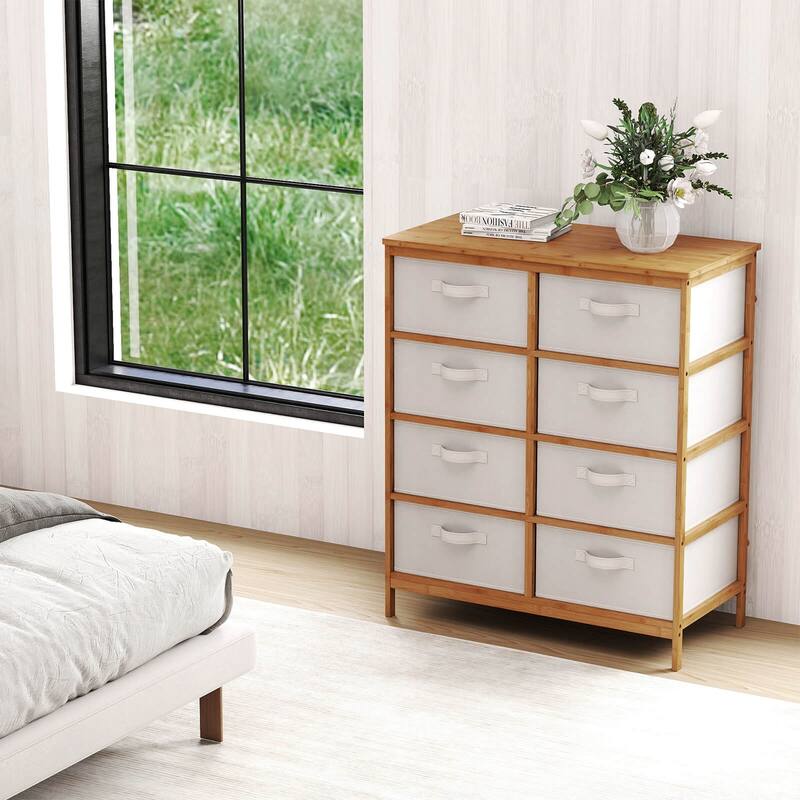 Coatway 8 Drawers Dresser with Removable Fabric Bins, Chest of Drawers