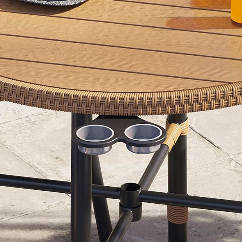 Moasis 5-piece Rattan Outdoor Patio Dining Set, Wicker Dining Chairs Table with Umbrella Hole