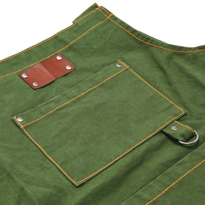 Cotton Canvas Cross Back Apron with Pockets & Rivets, Green