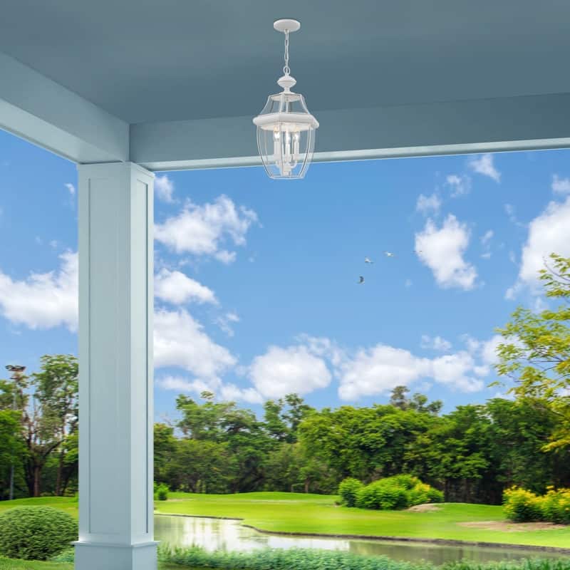 Livex Lighting3-light White Outdoor Chain Lantern, 2355-03 - 12.5" Dia. x 21" H