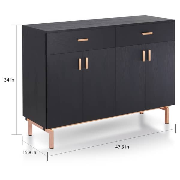 dimension image slide 0 of 3, Furniture of America Mason Modern 2-drawer Buffet with Wine Rack