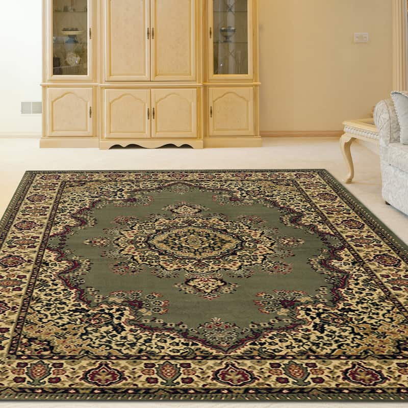 Admire Home Living Caroline Traditional Medallion Area Rug - 3'3" x 4'11" - Sage