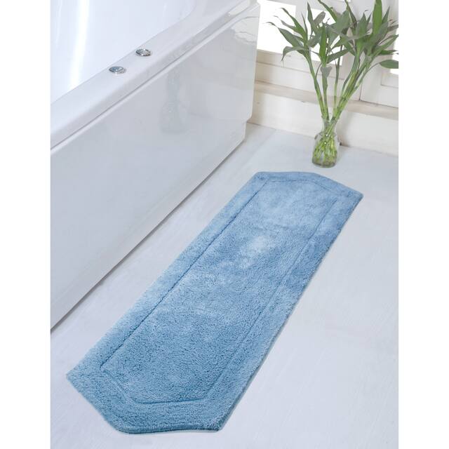Home Weavers Waterford Collection Absorbent Cotton Machine Washable and Dry Runner Rug - Blue