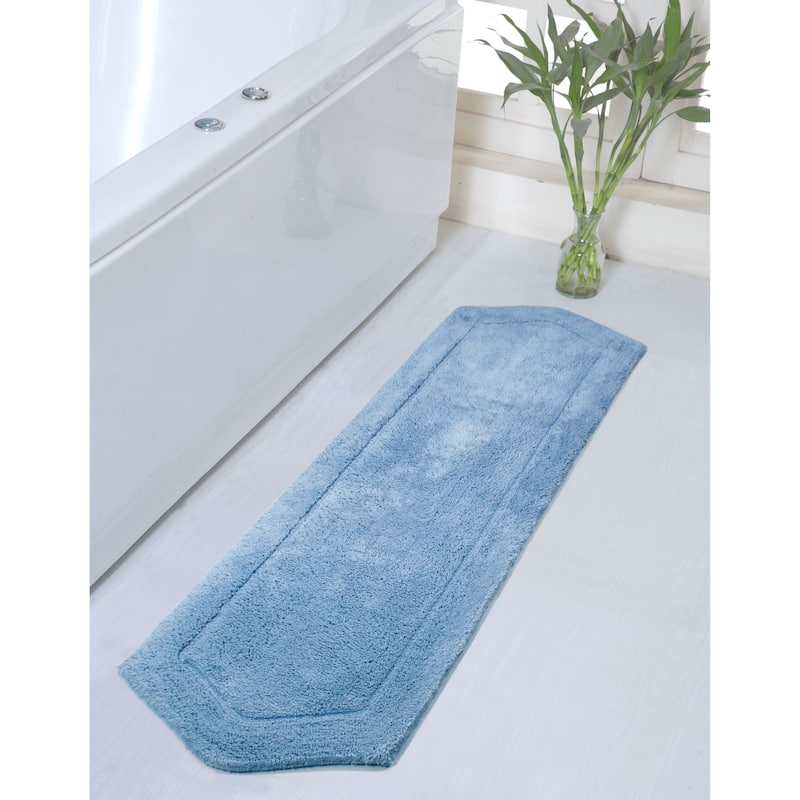 Home Weavers Bathroom Rug, Cotton Soft, Water Absorbent Bath Rug, Non Slip Shower Rug Machine Washable 22"x60" Runner - Blue