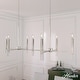 preview thumbnail 1 of 14, Hunter Sunjai Candle Chandelier - Entry, Kitchen Island, Dining Room, Living Room - Geometric, Glam, Contemporary 7-Light Linear - Brushed Nickel
