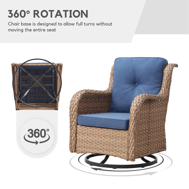 Gymojoy Outdoor Wicker Rocking Lounge Chairs with Swivel Base (Set of 2)