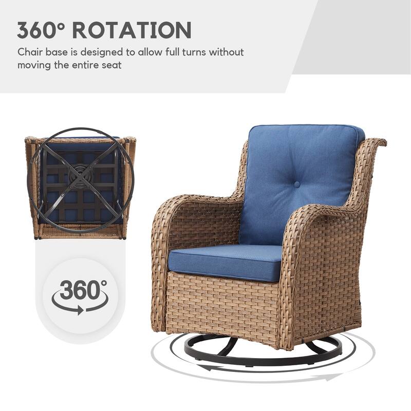 Gymojoy Patio Swivel Chair Rocking Chair Set