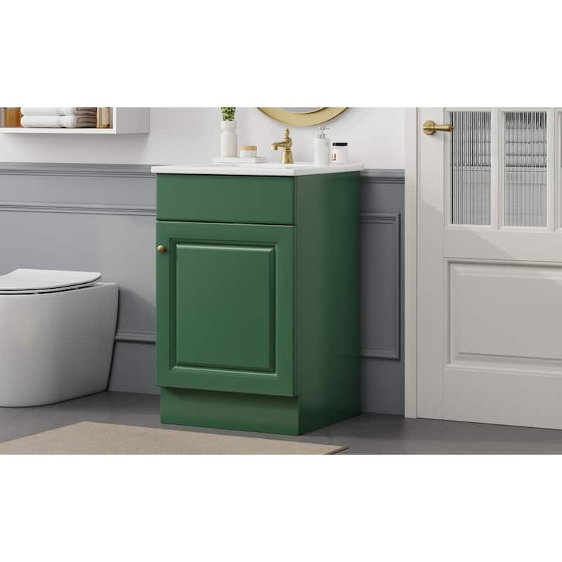 Bathroom Vanity with Sink, Vanity Set with Adjustable Shelf, Bathroom Cabinet with Storage Rack and Soft Closing Door