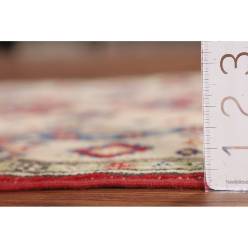 Geometric Beige Kazak Oriental Accent Rug Handmade Beige Wool Carpet - 2'11" x 4'0"