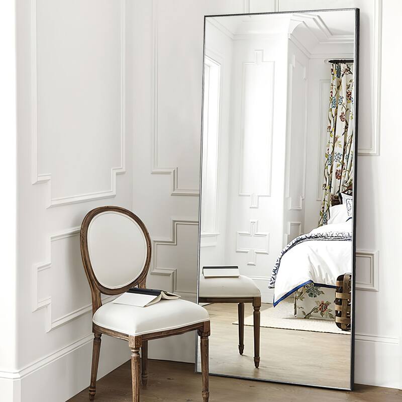 Modern Aluminum Alloy Thin Framed Full Length Floor Mirror