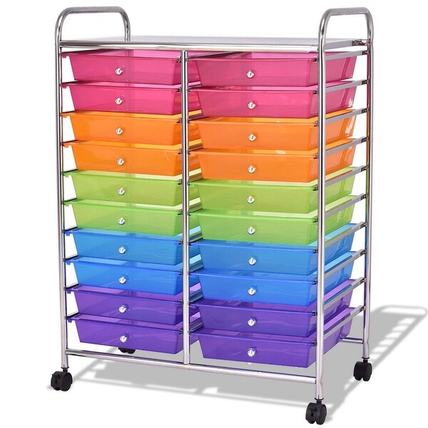 Mutli Color 20 Drawers Studio Storage Rolling Cart