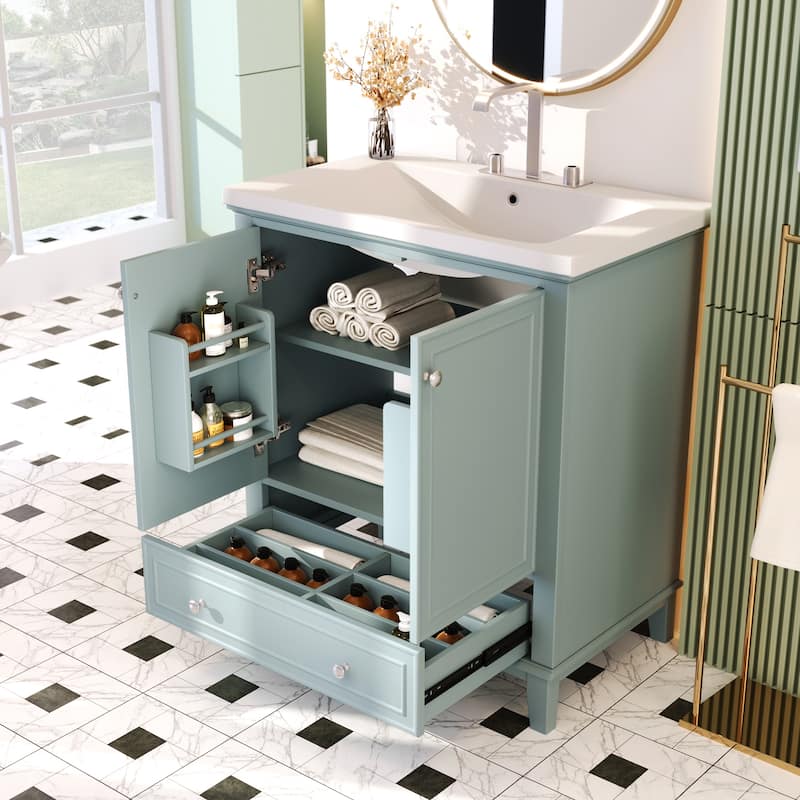 30"Bathroom Vanity with Sink Combo,Multi-functional Bathroom Cabinet with Doors and Drawer,Solid Frame and MDF Board