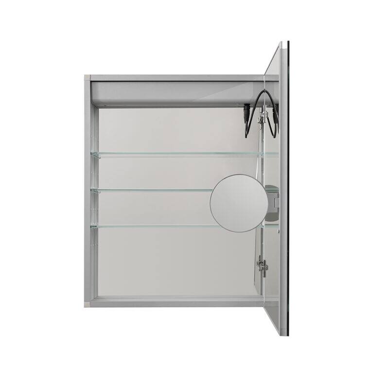 Lighted Medicine Cabinet, Defogger, 3X Vertically Adjustable Magnifying Mirror - 24"x30"/Right-Hinge - Clear - 24"x30"/Right-Hinge - Crystal Finish
