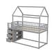 preview thumbnail 7 of 17, Twin Wood House Bunk Bed with Shelves & Drawers
