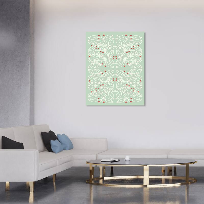 Wynwood Studio Canvas Floral and Botanical Pastel Mint this Holidays Green Modern & Contemporary Wall Art Canvas Print - 30 x 36