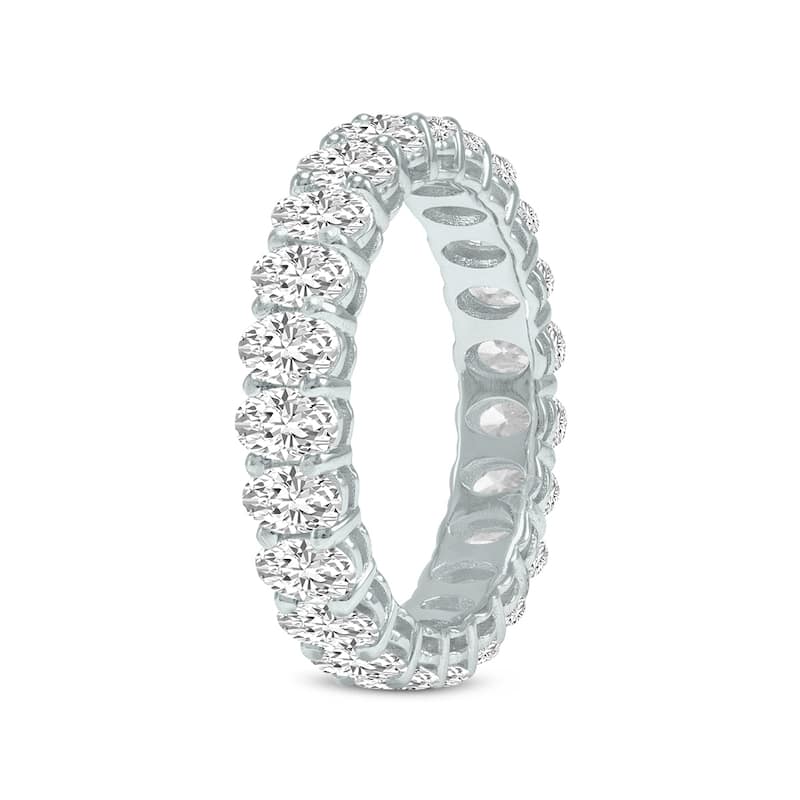 Marquee Jewels Oval Lab Grown Diamond Eternity Band in 14K White Gold (5.40 Carat TW)