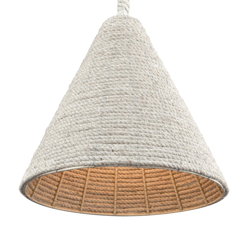 Elk Home Air Loom White Finish With Off White Rope Cone Shade Pendant