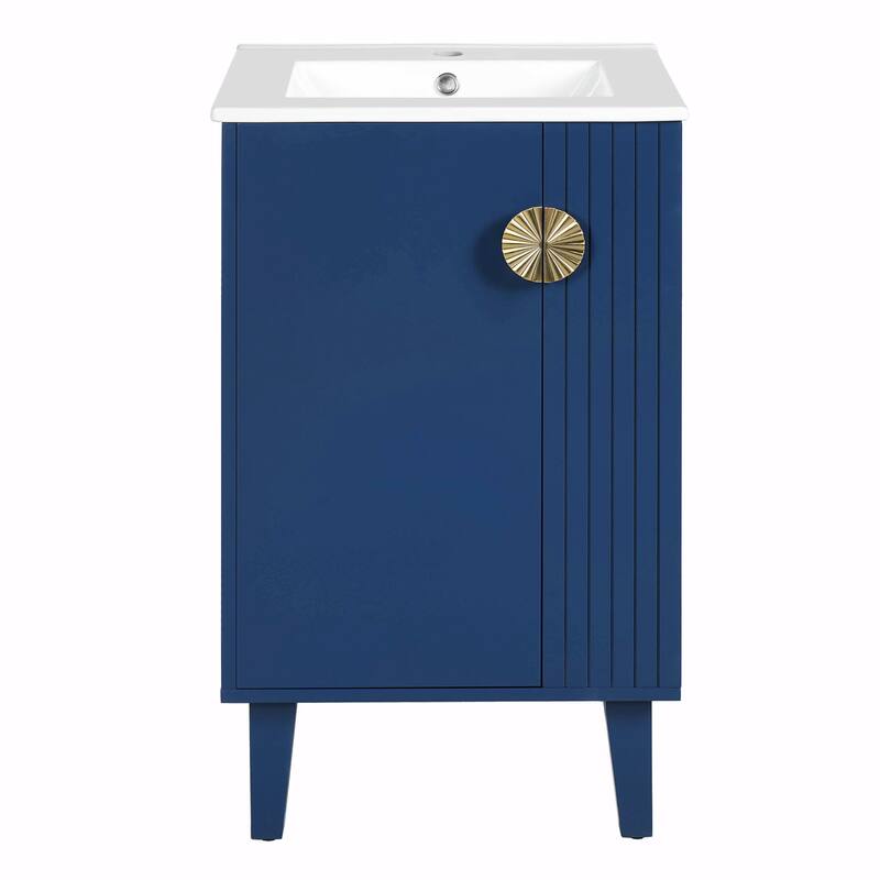 French Style 20-inch Freestanding Bathroom Vanity with Ceramic Sink