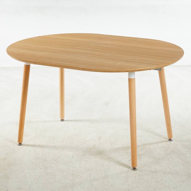 Extensible Oval Dining Table for 4-6 Person, Multi-functional Office Dining Table, Kitchen Table with MDF Top & Metal legs