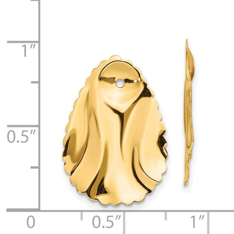 Curata 14k Yellow Gold Dangle Polished Hammered Oval Earrings Jackets - 24x16mm