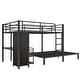 preview thumbnail 11 of 10, Metal Bunk Bed with Desk Chair and Wardrobe, Multifunctional Loft Frame with Built-in Storage
