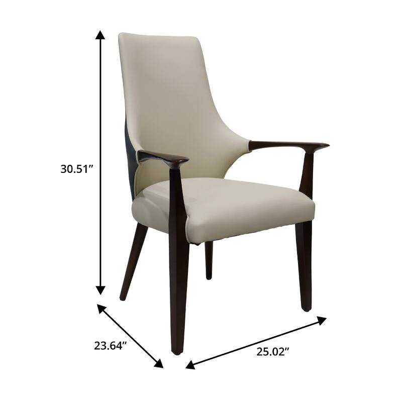 Elm Leather Dining Chair with Ash Wood Legs for Modern Kitchen and Dining Room Accent Arm Chair Set of 4