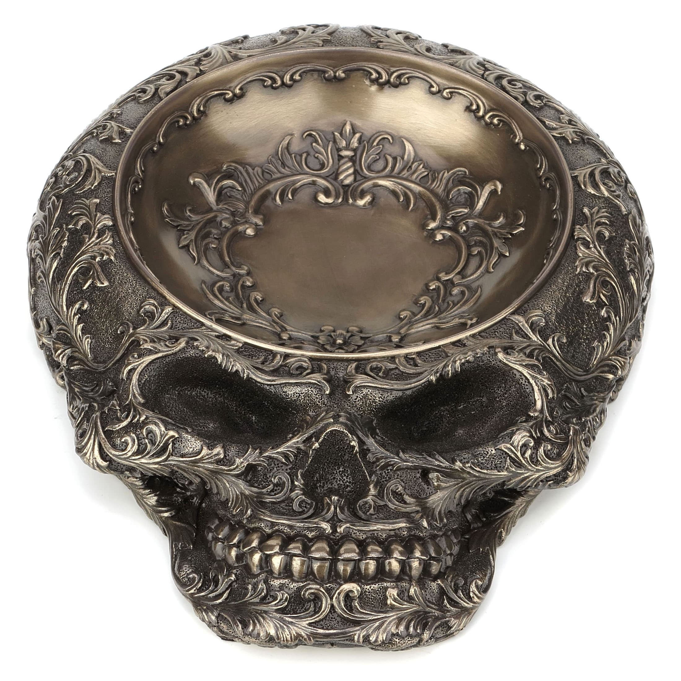 8.39 in L Steampunk Decorative Flat Skull Vessel, Poly Resin