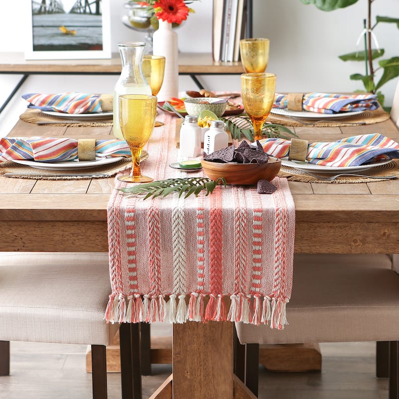 DII Black Braided Stripe Table Runner