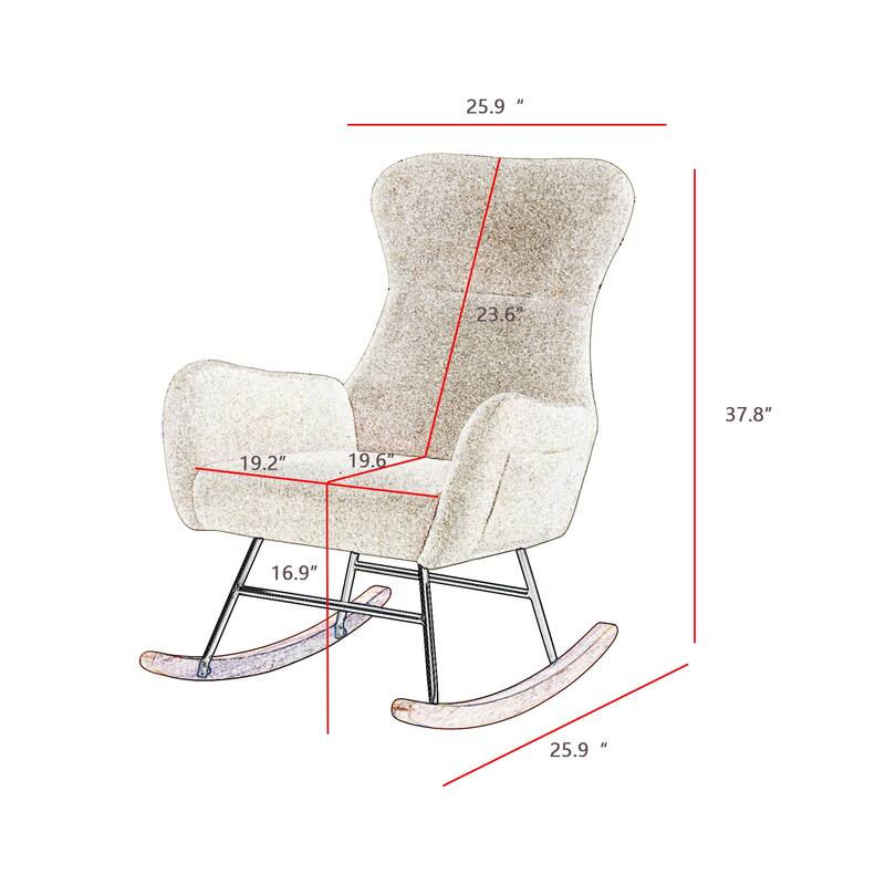 Modern teddy fabric rocking chair