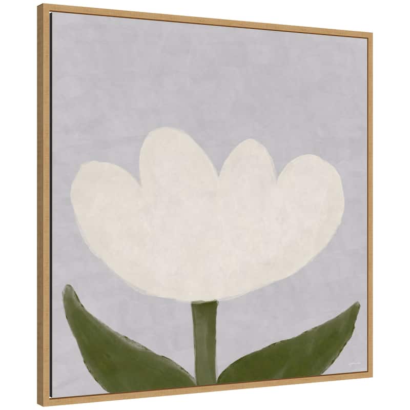 Kate and Laurel White Tulip by Gabrielly Guedes Framed Canvas Wall Art Print - 30x30 - Natural