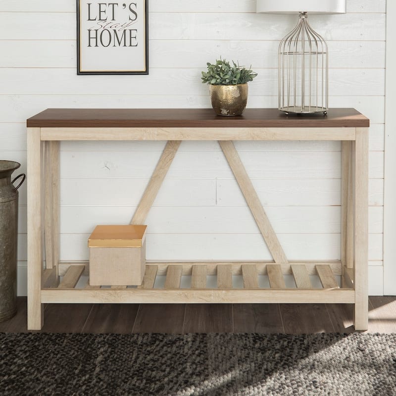 Middlebrook Paradise Hill A-frame Console Table - White Oak / Walnut