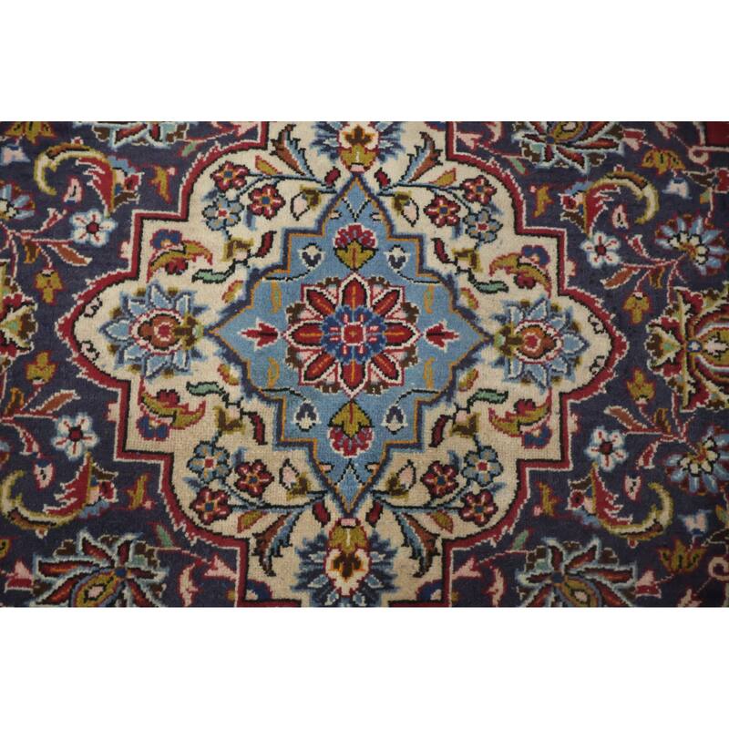Hand Knotted Oriental 100% Wool Carpet Traditional Floral Red Kashan Area Rug - 13' 5'' X 9' 7''