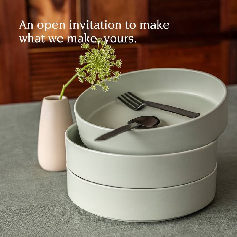 over&back Stackable 40oz Semi-Matte Stoneware Dinner Bowls