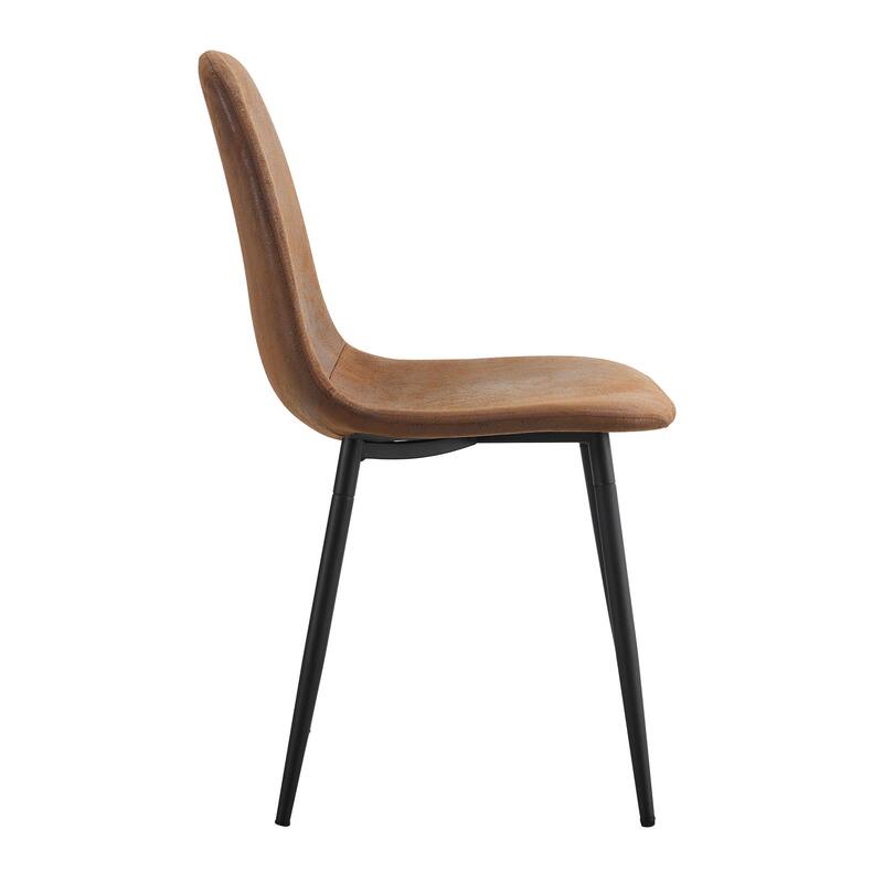 Set of 4 Modern Medieval Style Dining Chairs, Equipped with Soft Cushions and Black Metal Legs
