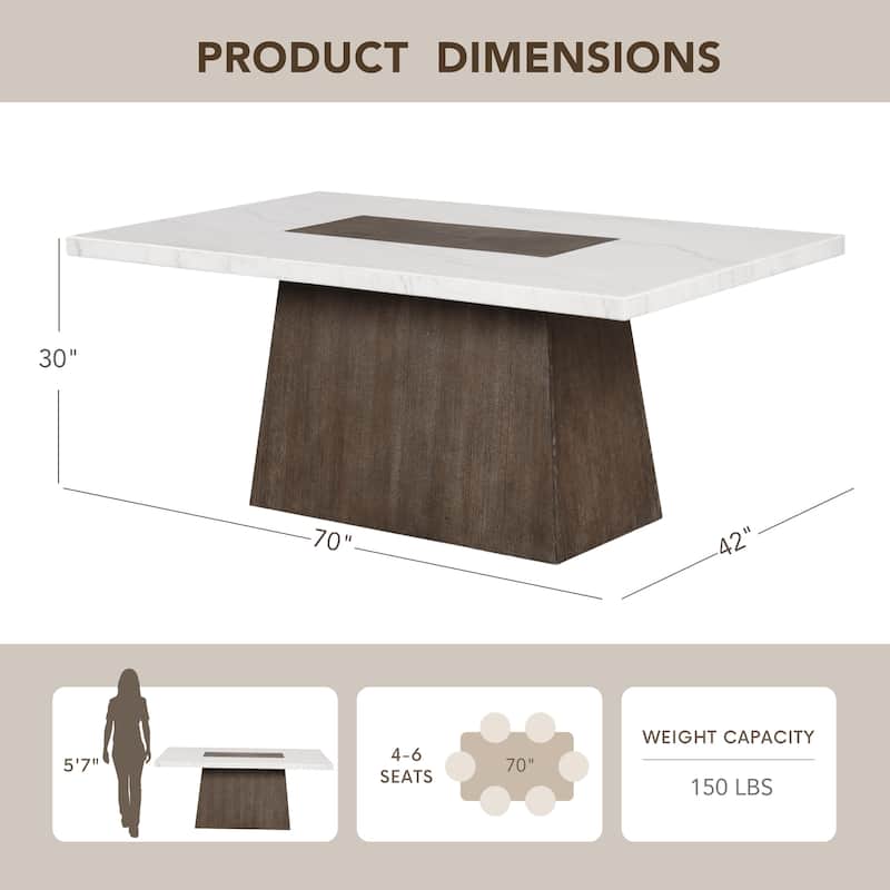 Furniture of America Evangeline Modern Dark Walnut 70-inch Genuine Marble Top Dining Table