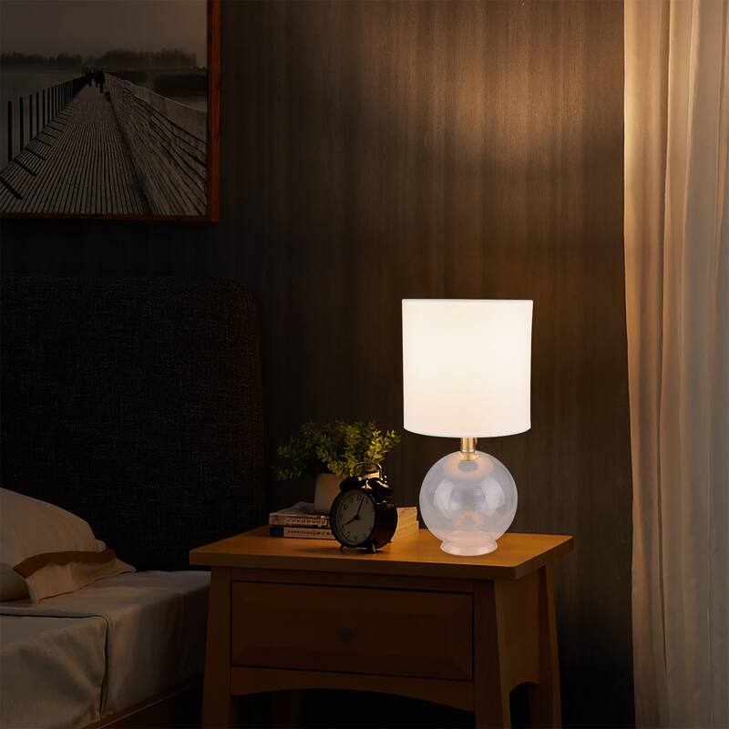 1-light Small Drum Table Lamp with Glass Base