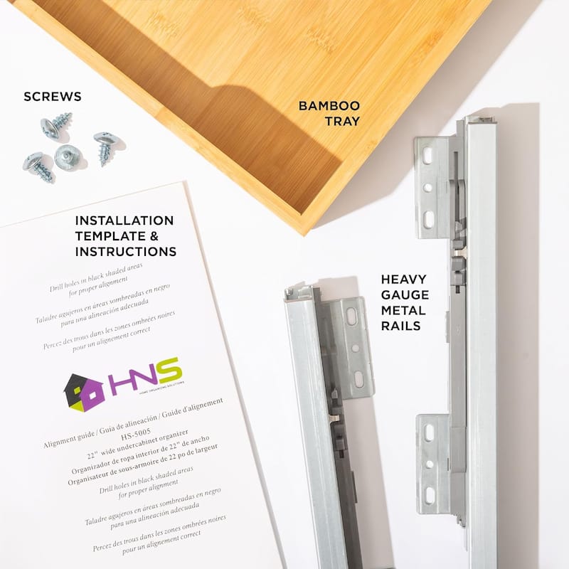 Hold N' Storage Bamboo Wooden Pull out Cabinet Organizer - Requires At Least a 21"D Cabinet Opening
