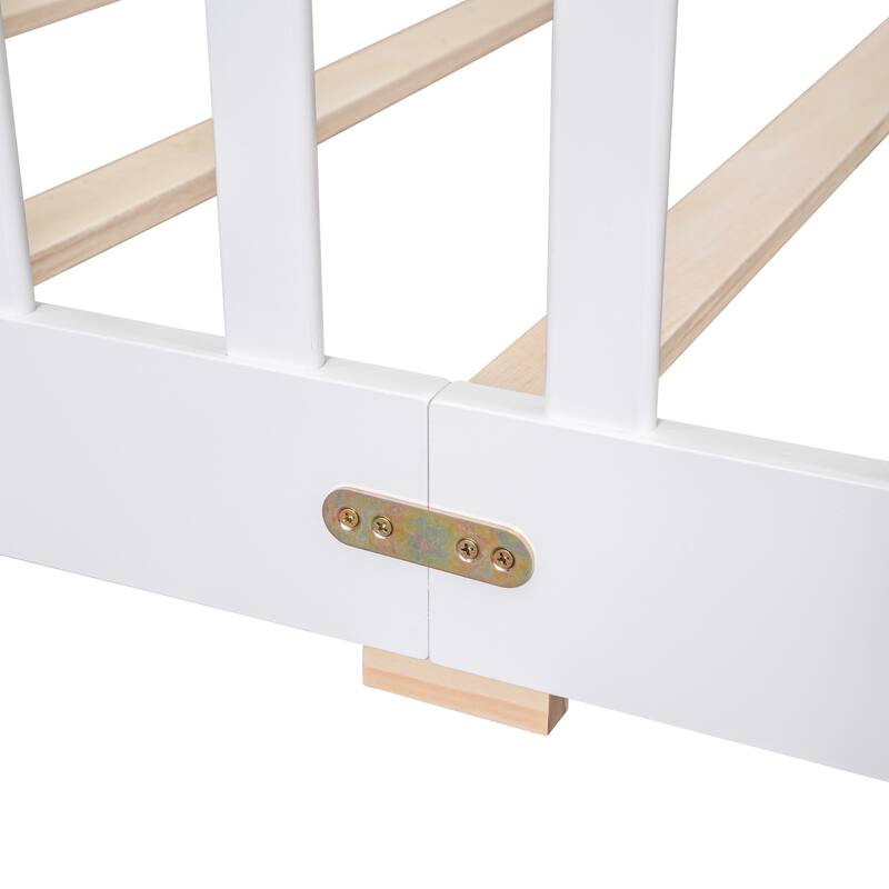 Floor Platform Bed with Fence and Door