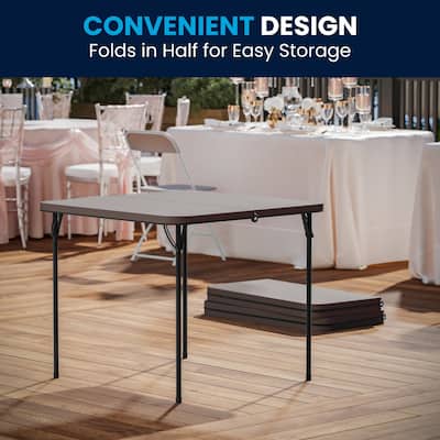 2.83-Foot Square Bi-Fold Plastic Folding Table with Carrying Handle