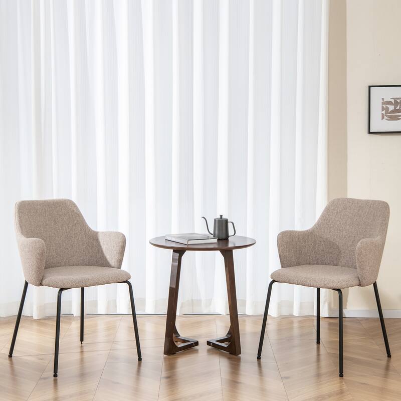 Gymax Dining Chairs Set of 2 w/ Curved Backrest Wide Seat & Armrests