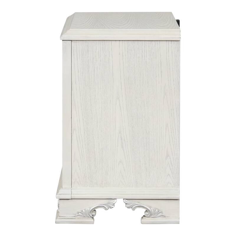Furniture of America Fornan Traditional Cream White 2-Drawer Nightstand with USB Ports