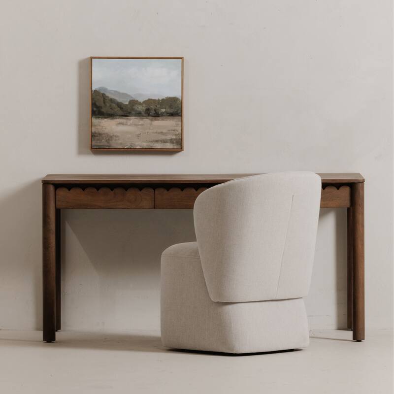 NADAAL STUDIOS Thalen Desk, Mango Wood with Sculptural Round Legs, Vintage Brown