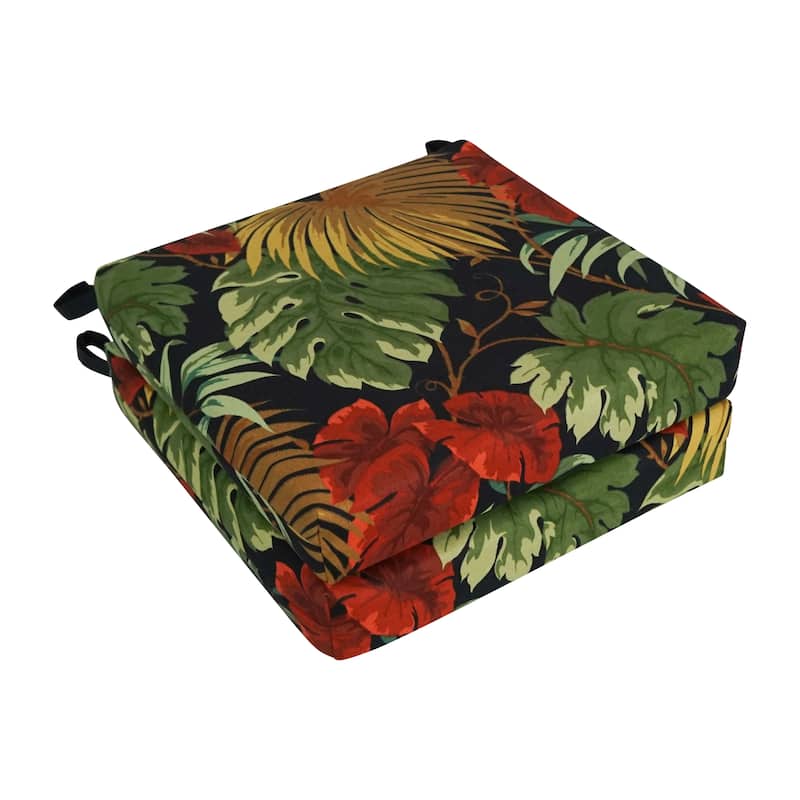 16-inch Indoor/Outdoor Chair Cushions (Set of 2) - 16 x 16 - Tropique Raven