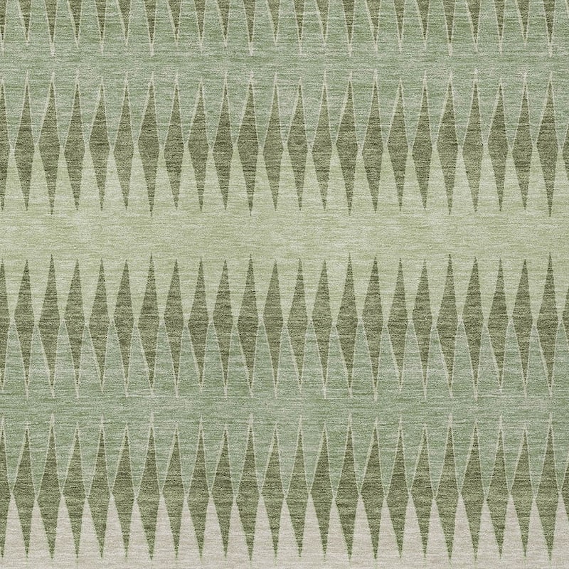 Artichoke Green And Light Green Striped Washable Indoor Outdoor Area Rug - 8' X 10'