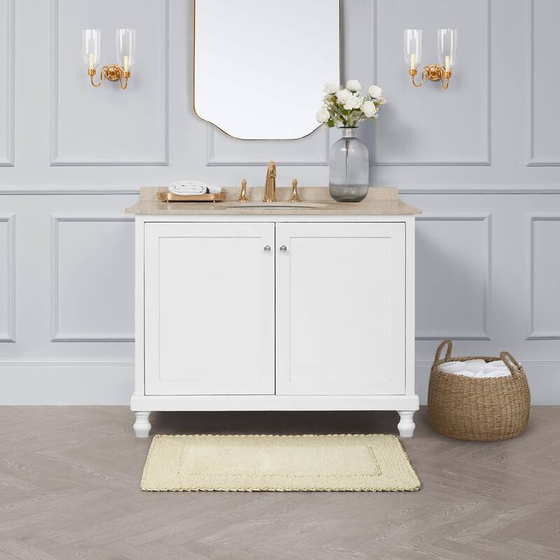 Laura Ashley Ruffle Border Pure Cotton Bath Rugs