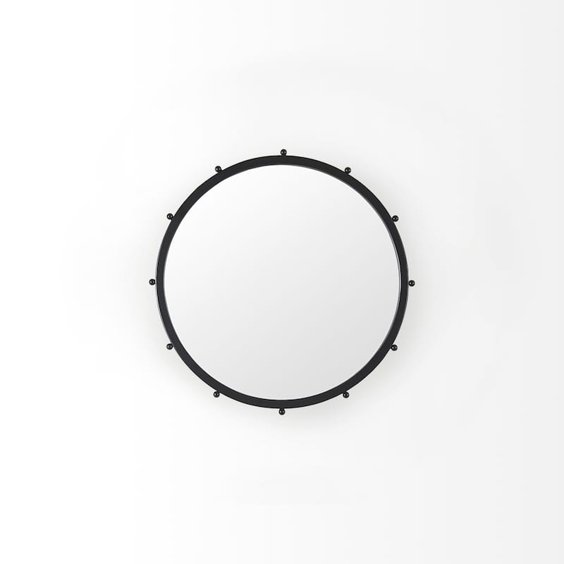 Elena Metal Beaded Frame Round Mirror