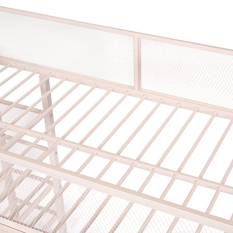 Twin/Full Size High Loft Bed with Shelves,Modern Metal Loft Bed Frame