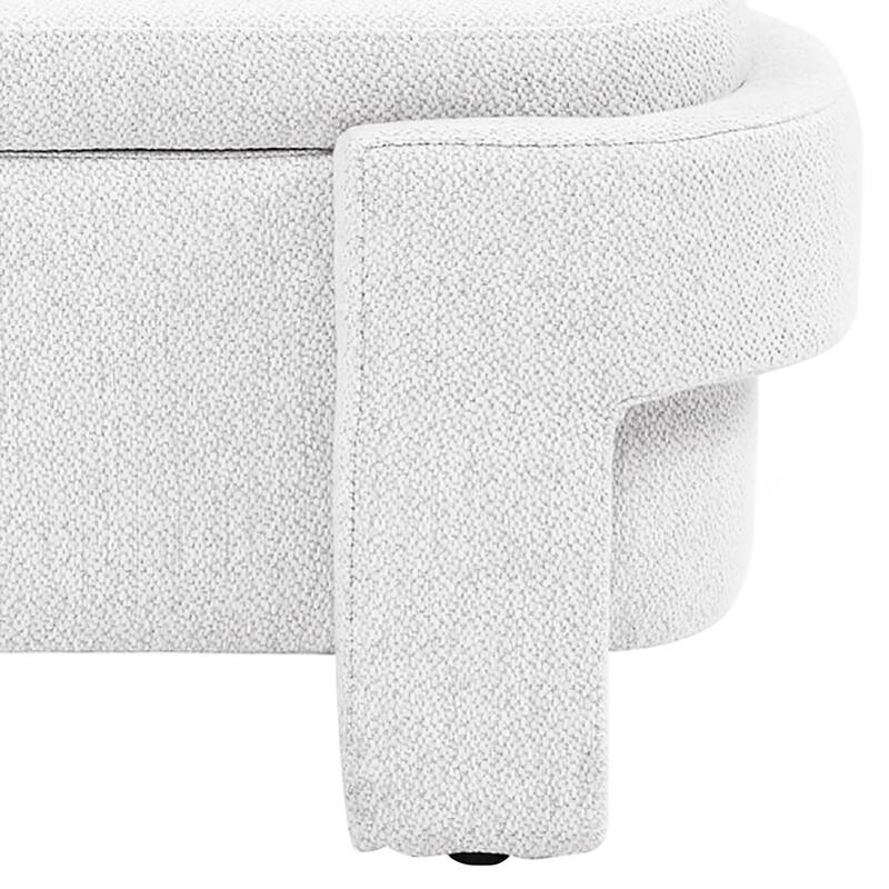 French Minimalist Fabric Upholstered Storage Bench with Four Upholstered Legs