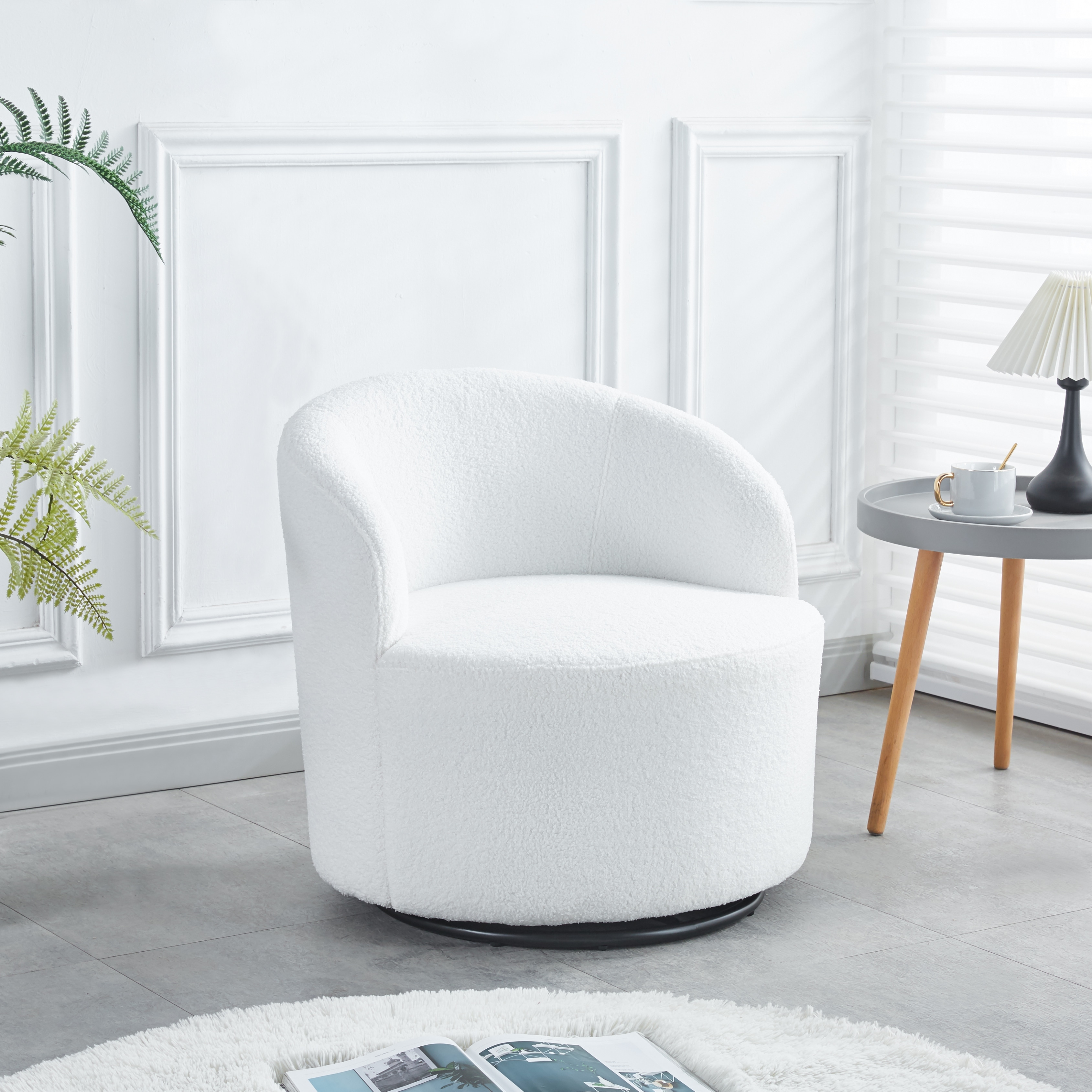 Sofa Round Chair White Velvet Upholstered Accent Chair Sofa Lounge