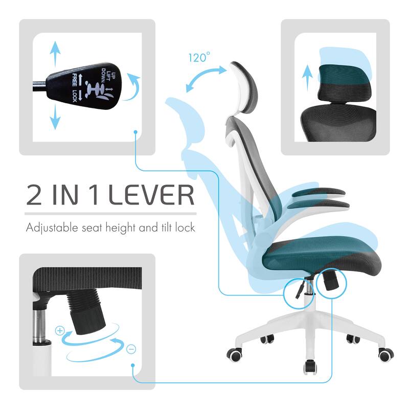 Porthos Home Raif Office Chair, Mesh Back, Central Tilt, Flip-up Armrests